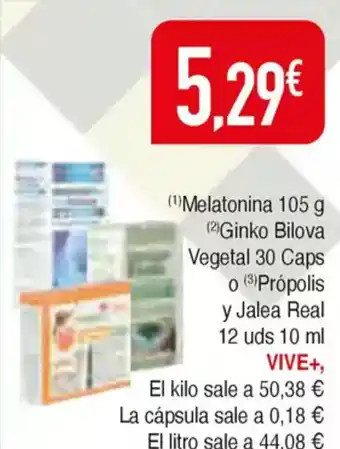 Masymas Melatonina Ginko Bilova Vegetal 30 Caps o Própolis y Jalea Real oferta