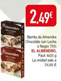 Masymas EL ALMENDRO Barrita de Almendra Chocolate con Leche o Negro 70% oferta