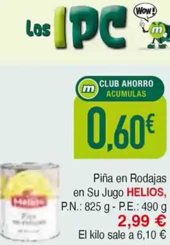 Masymas HELIOS Piña en Rodajas en Su Jugo oferta