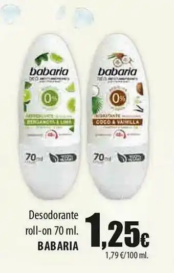 SPAR Lanzarote Desodorante Roll-on Babaria 70ml oferta