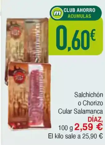 Masymas DÍAZ Salchichón o Chorizo Cular Salamanca oferta