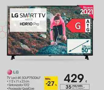 Eroski Tv Led 4k 50up75006lf Lg oferta