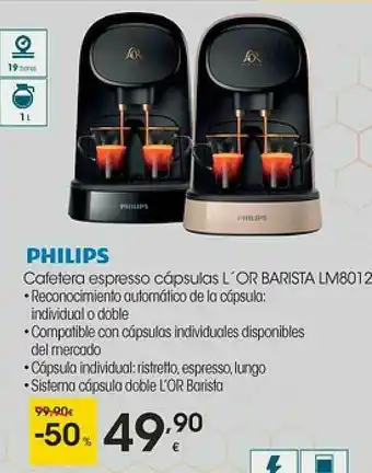 Eroski Philips Cafetera Espresso Cápsulas L'or Barista Lm8012 oferta