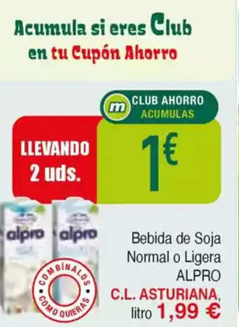 Masymas ALPRO Bebida de Soja Normal o Ligera oferta