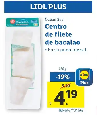 Lidl OCEAN SEA Centro de filete de bacalao oferta