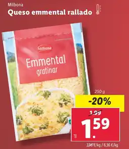 Lidl MILBONA Queso emmental rallado oferta