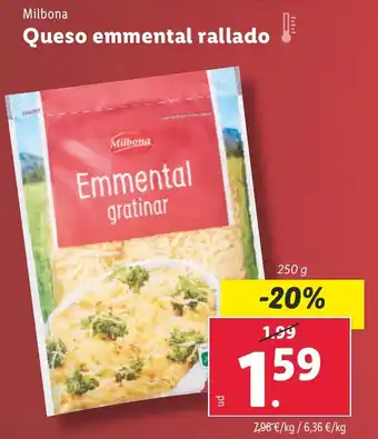 Lidl MILBONA Queso emmental rallado oferta