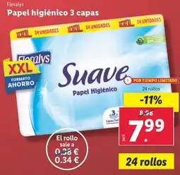 Lidl FLORALYS Papel higiénico 3 capas oferta