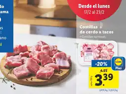 Lidl Costillas de cerdo a tacos oferta