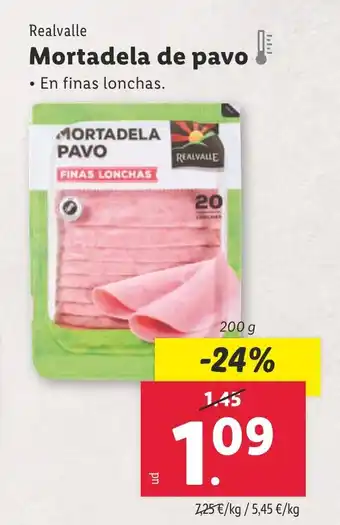 Lidl REALVALLE Mortadela de pavo oferta