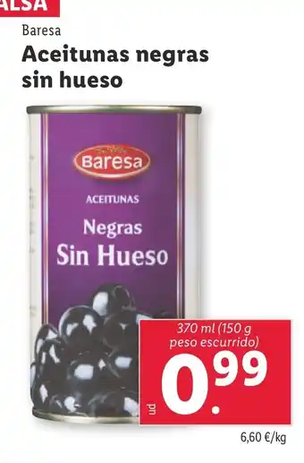 Lidl BARESA Aceitunas negras sin hueso oferta