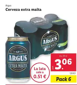 Lidl ARGUS Cerveza extra malta oferta