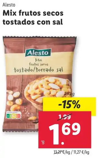 Lidl ALESTO Mix frutos secos tostados con sal oferta