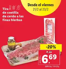 Lidl Tira de costilla de cerdo a las finas hierbas oferta