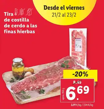 Lidl Tira de costilla de cerdo a las finas hierbas oferta