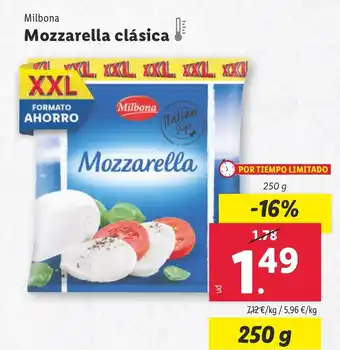 Lidl MILBONA Mozzarella clásica oferta