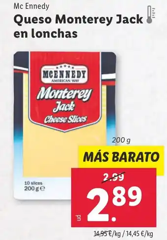 Lidl MCENNEDY Queso Monterey Jack en lonchas oferta