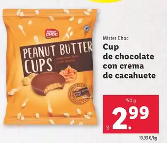 Lidl MISTER CHOC Cup de chocolate con crema de cacahuete oferta