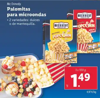 Lidl MCENNEDY Palomitas para microondas oferta