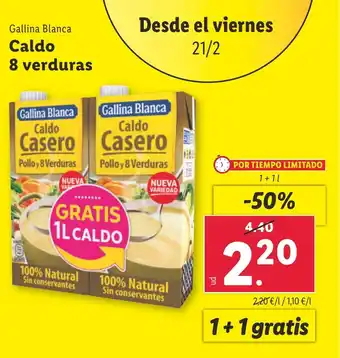 Lidl GALLINA BLANCA Caldo 8 verduras oferta