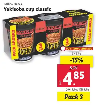 Lidl GALLINA BLANCA Yakisoba cup classic oferta