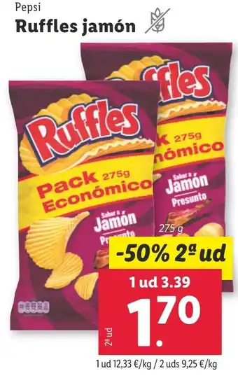 Lidl PEPSI Ruffles jamón oferta