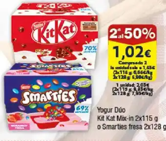 FROIZ Yogur Dúo Kit Kat Mix-in o Smarties fresa oferta