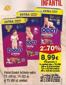 FROIZ DODOT Pañal Activity extra T5 (48 u), T4 (52 u) o T3 (60 u) oferta