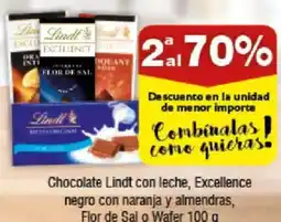 FROIZ LINDT Chocolate con leche, Excellence negro con naranja y almendras, Flor de Sal o Wafer oferta