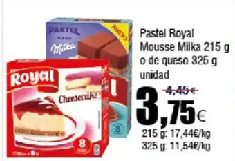 FROIZ ROYAL Pastel mousse milka o de queso 325 g unidad oferta