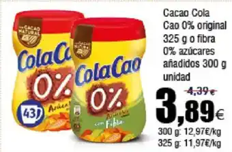 FROIZ Cacao Cola Cao 0% original o fibra 0% azúcares añadidos oferta