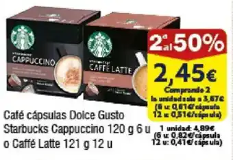 FROIZ STARBUCKS Café cápsulas Dolce Gusto Cappuccino 6 u 1 oferta