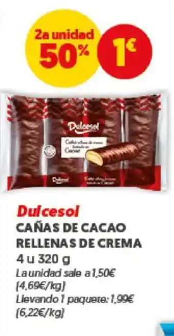 FROIZ DULCESOL Cañas de cacao rellenas de crema oferta