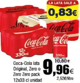 FROIZ COCA-COLA lata Original, Zero o Zero Zero pack oferta