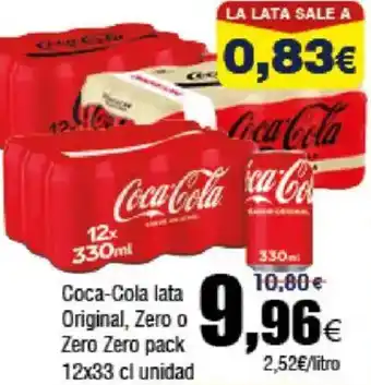 FROIZ COCA-COLA lata Original, Zero o Zero Zero pack oferta