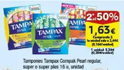 FROIZ Tampones Tampax Compak Pearl regular, super o super plus 16 u oferta