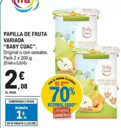 E.Leclerc Baby cuac - papilla de fruta variada oferta