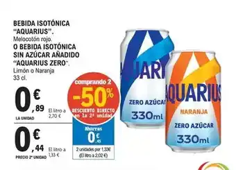 E.Leclerc Aquarius/aquarius zero - bebida isotónica o bebida isotónica sin azucar oferta