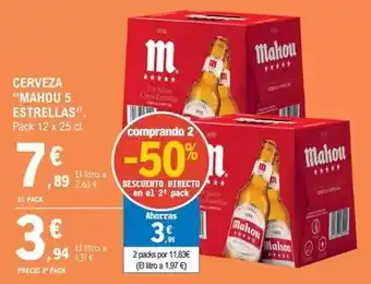 E.Leclerc Mahou 5 estrellas - cerveza oferta