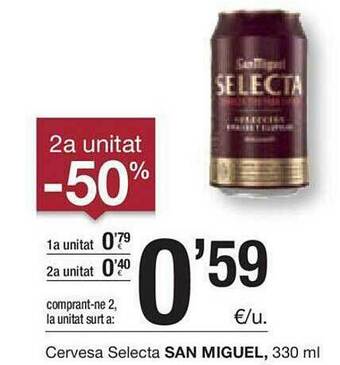 BonpreuEsclat 2a Unitat -50% Cervesa Selecta San Miguel oferta