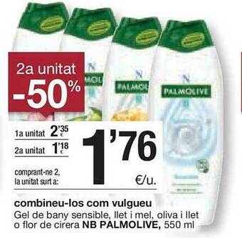 BonpreuEsclat 2a Unitat -50% Gel De Bany Sensible Llet I Mel Oliva I Llet O Flor De Cirera Nb Palmolive oferta