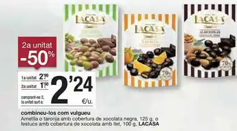 BonpreuEsclat 2a Unitat -50% Ametlla O Taronja Amb Cobertura De Xocolata Negra O Festucs Amb Cobertura De Xocolata Amb Llet Lacasa oferta