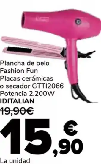 Supeco IDITALIAN  Plancha de pelo fashion fun placas cerámicas o secador gtti2066 potencia 2.200w oferta