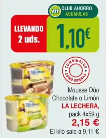 Masymas LA LECHERA Mousse Dúo Chocolate o Limón oferta