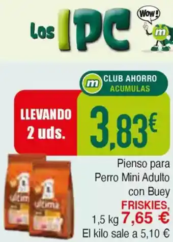 Masymas FRISKIES Pienso para Perro Mini Adulto con Buey oferta