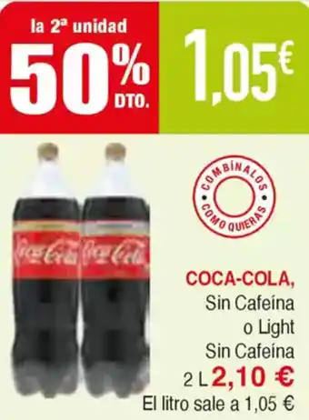 Masymas COCA-COLA, Sin Cafeína o Light Sin Cafeína oferta