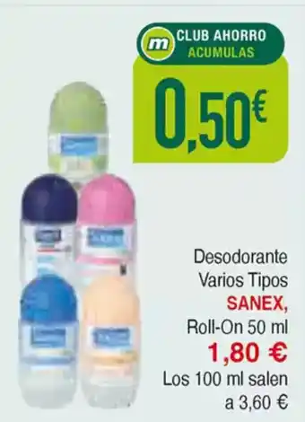 Masymas SANEX Desodorante Varios Tipos oferta