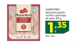 HiperDino CAMPOFRÍO Naturarte jamón cocido o pechuga de pavo oferta