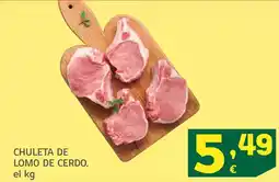 HiperDino Chuleta de lomo de cerdo, oferta