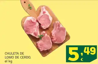 HiperDino Chuleta de lomo de cerdo, oferta